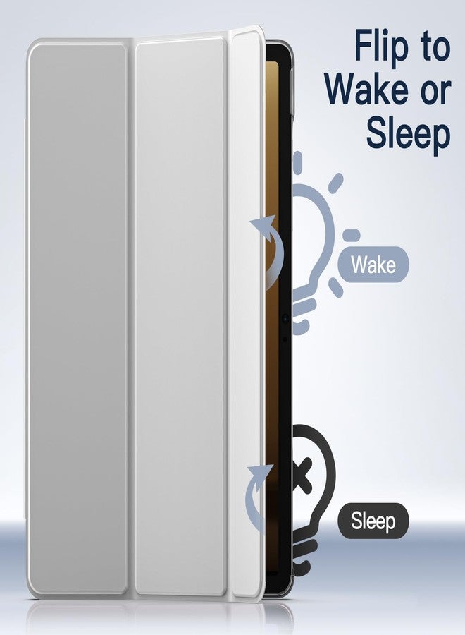 جي تيك جراب JETech لجهاز سامسونج جالاكسي تاب S10 لايت / S10 FE / S9 FE مقاس 10.9 بوصة، غطاء خلفي شفاف رفيع ثلاثي الطي لحماية الجهاز اللوحي، يدعم شحن قلم S Pen، خاصية التشغيل/الإيقاف التلقائي (فضي) - Image 4